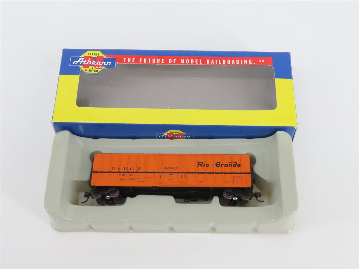 N Scale Athearn 10655 D&amp;RGW Rio Grande Railroad 50&#39; Single Door Box Car #50647