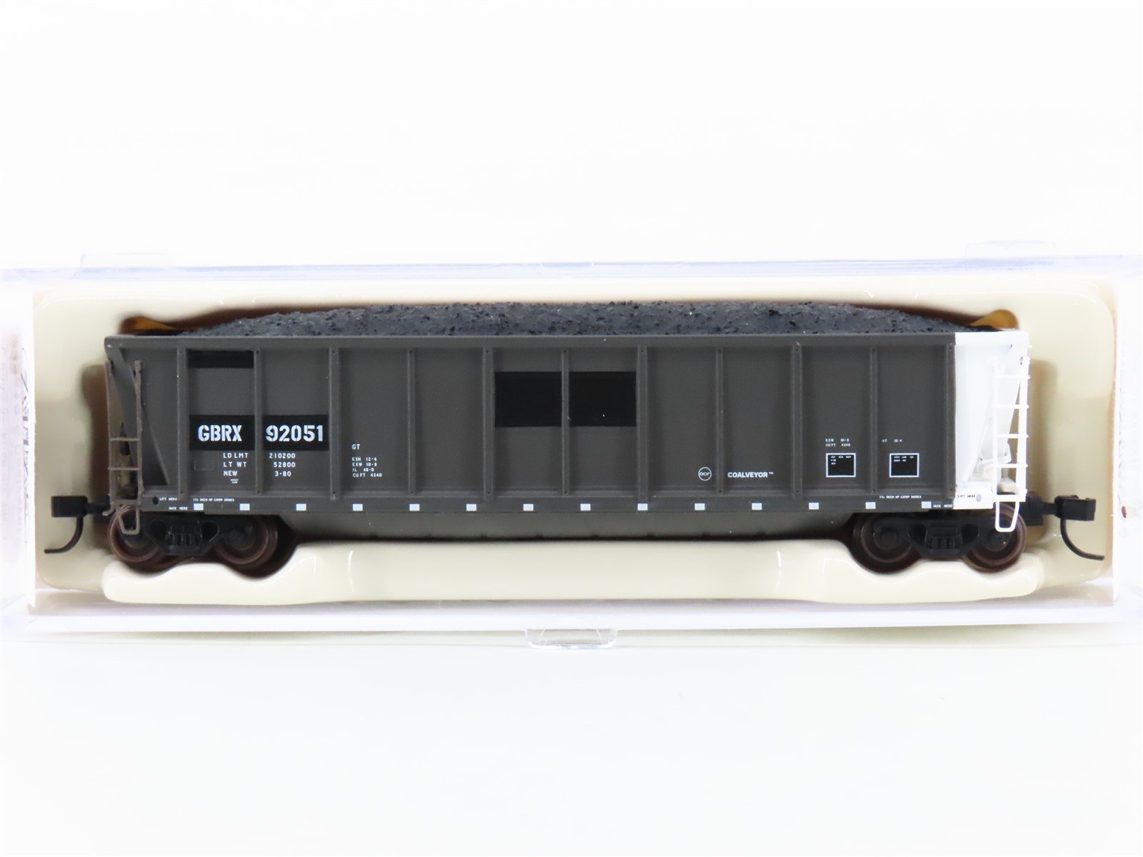 N Scale Atlas 43810-6 GBRX Greenbriar Leasing Coalveyor Hopper #92051 w/Load