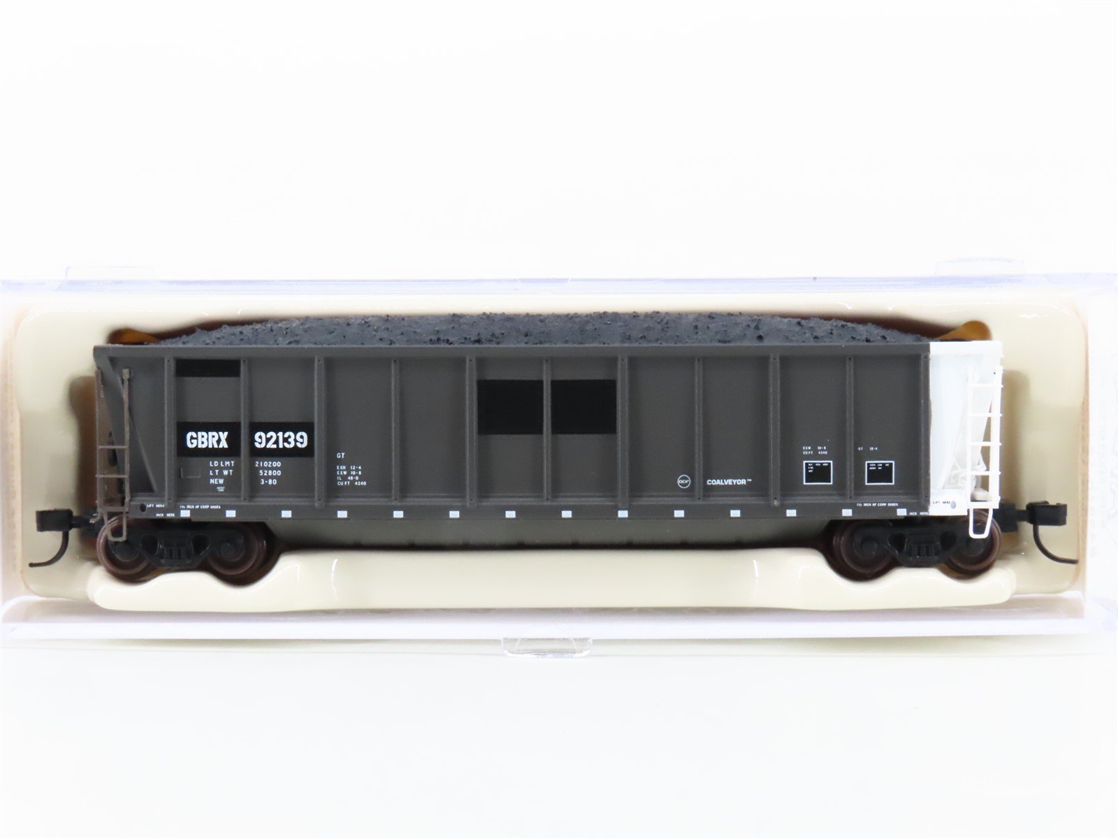 N Scale Atlas 43810-12 GBRX Greenbriar Leasing Coalveyor Hopper #92139 w/Load