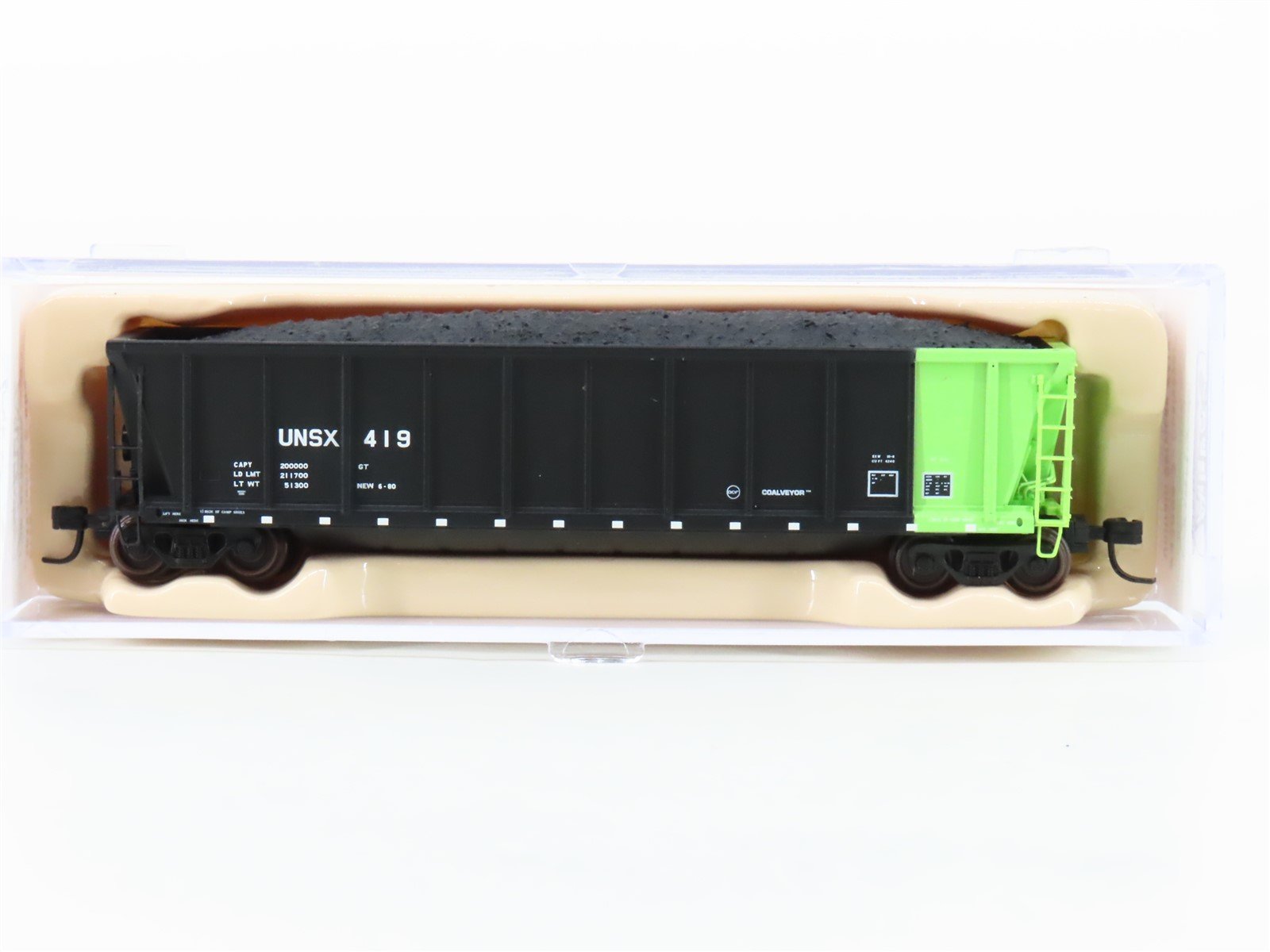 N Scale Atlas 43806-3 UNSX Unitrain Services Coalveyor Hopper #419 w/Coal Load