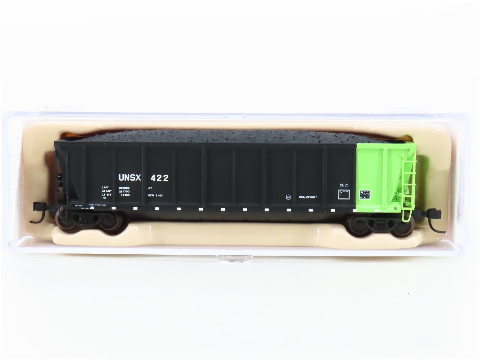 N Scale Atlas 43806-4 UNSX Unitrain Services Coalveyor Hopper #422 w/Coal Load