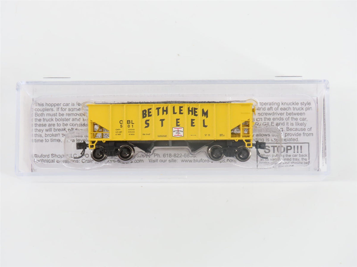 N Scale Bluford Shops NSE BLU17-06 CBL Bethlehem Steel 2-Bay Hopper #501 w/ Load