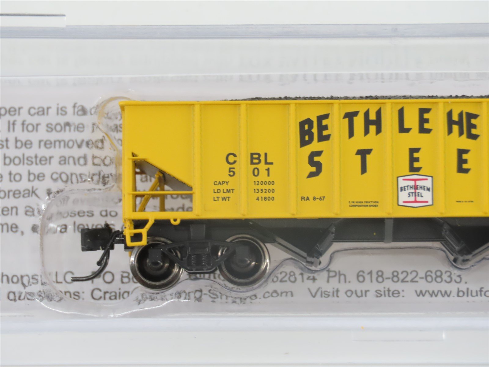N Scale Bluford Shops NSE BLU17-06 CBL Bethlehem Steel 2-Bay Hopper #501 w/ Load