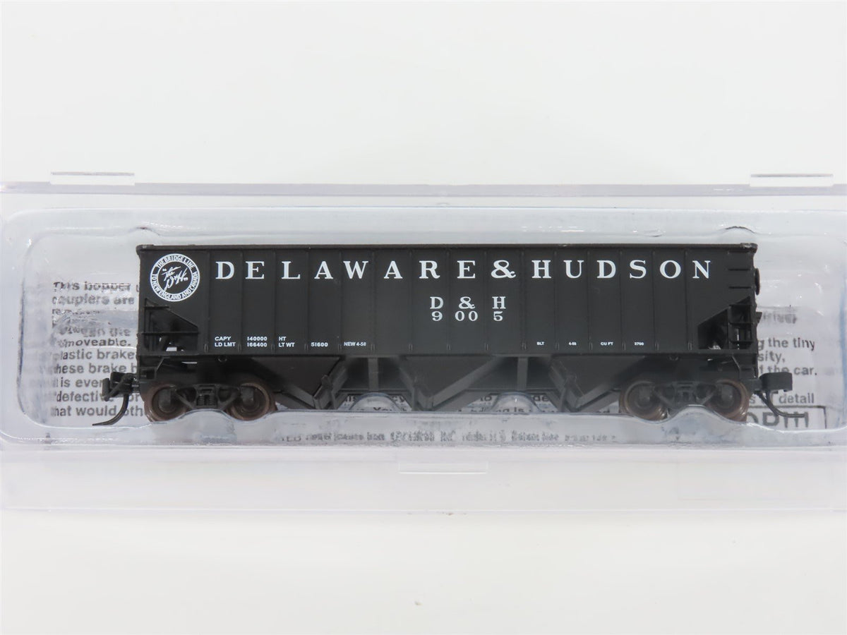 N Bluford Shops 14071 D&amp;H &quot;Bridge Line&quot; 3-Bay Rib-Side Hopper #9005 w/ Load