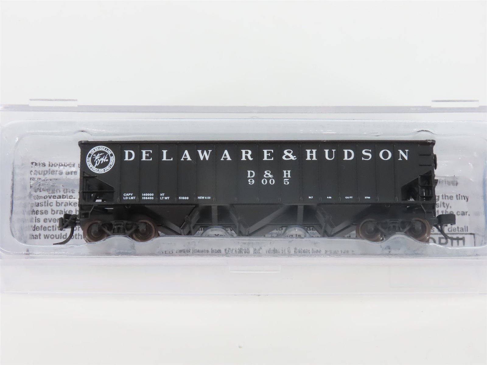 N Bluford Shops 14071 D&H "Bridge Line" 3-Bay Rib-Side Hopper #9005 w/ Load