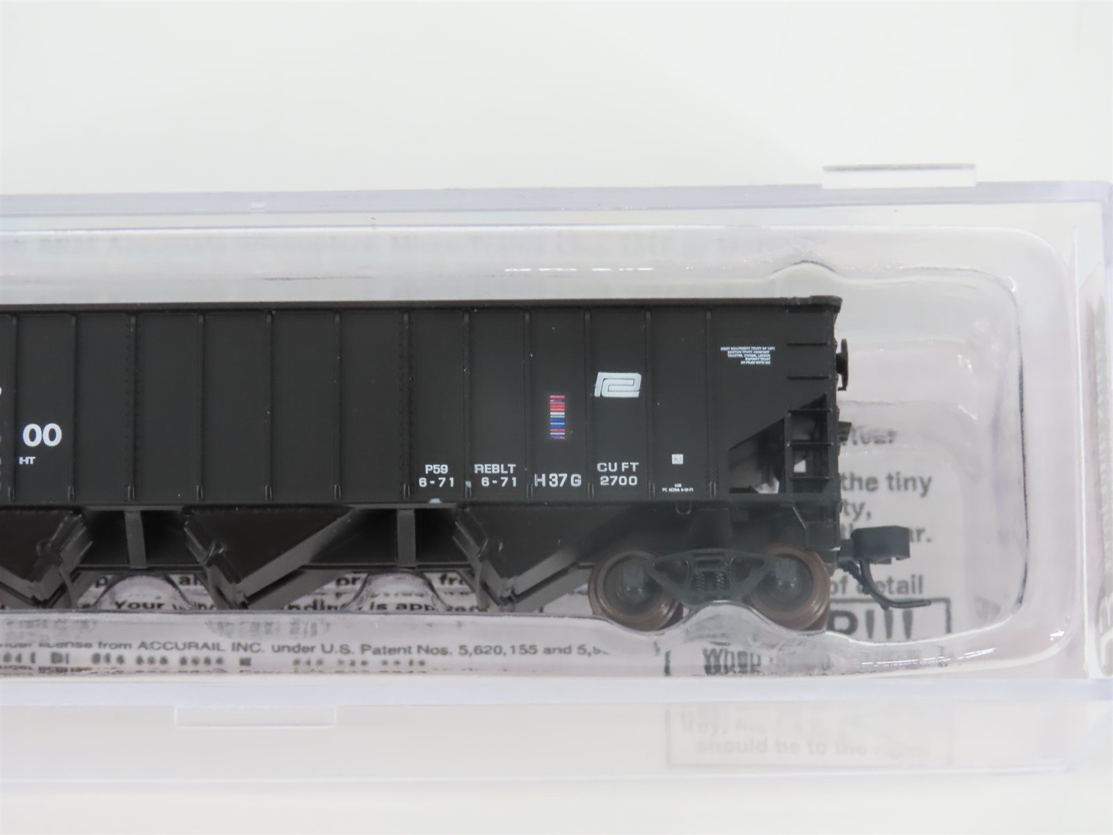 N Bluford Shops 14146 PC Penn Central 3-Bay Rib-Side Hopper #459600 w/ Load