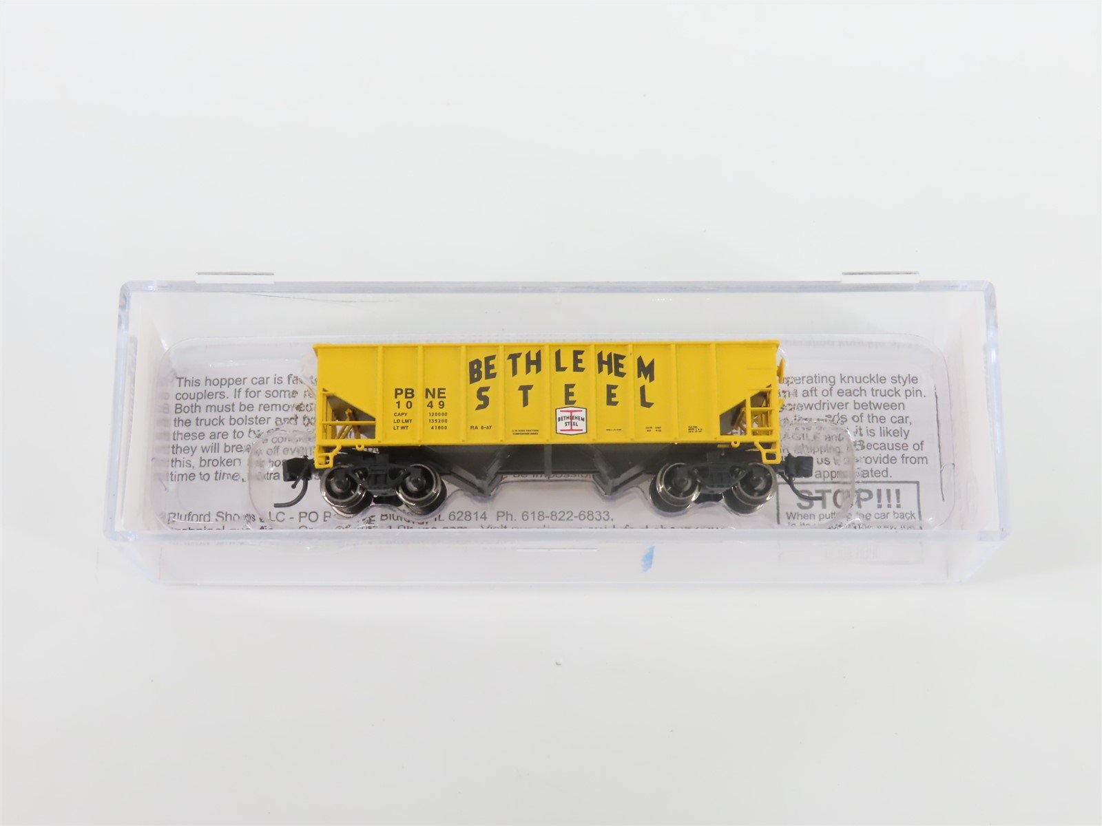 N Bluford Shops NSE BLU17-06 PBNE Bethlehem Steel 2-Bay Hopper #1049 w/ Load