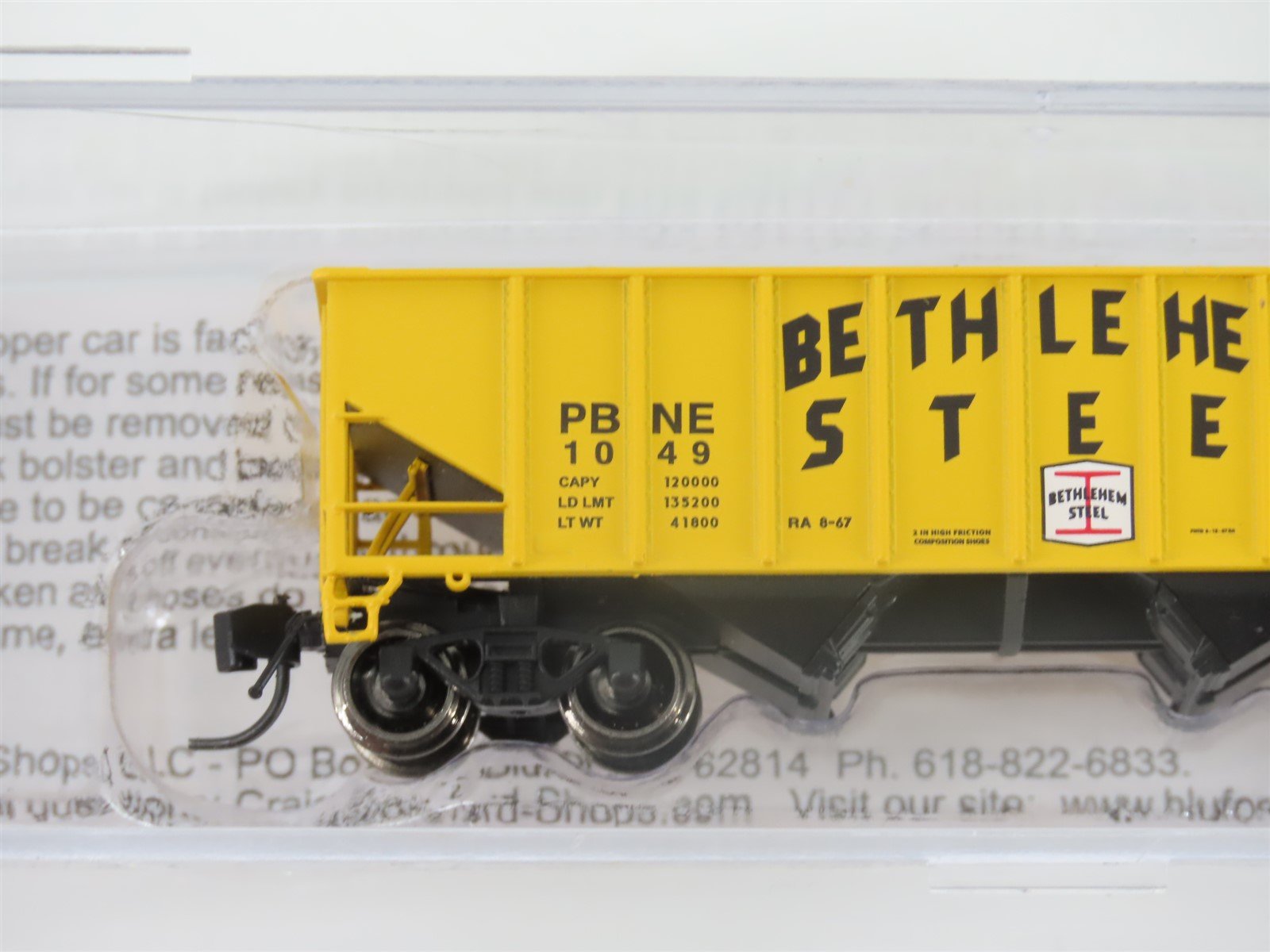 N Bluford Shops NSE BLU17-06 PBNE Bethlehem Steel 2-Bay Hopper #1049 w/ Load