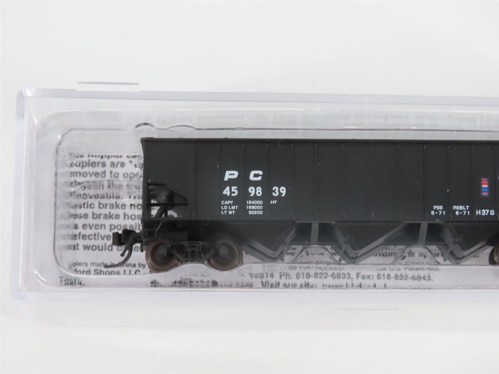 N Bluford Shops 14146 PC Penn Central 3-Bay Rib-Side Hopper #459839 w/ Load