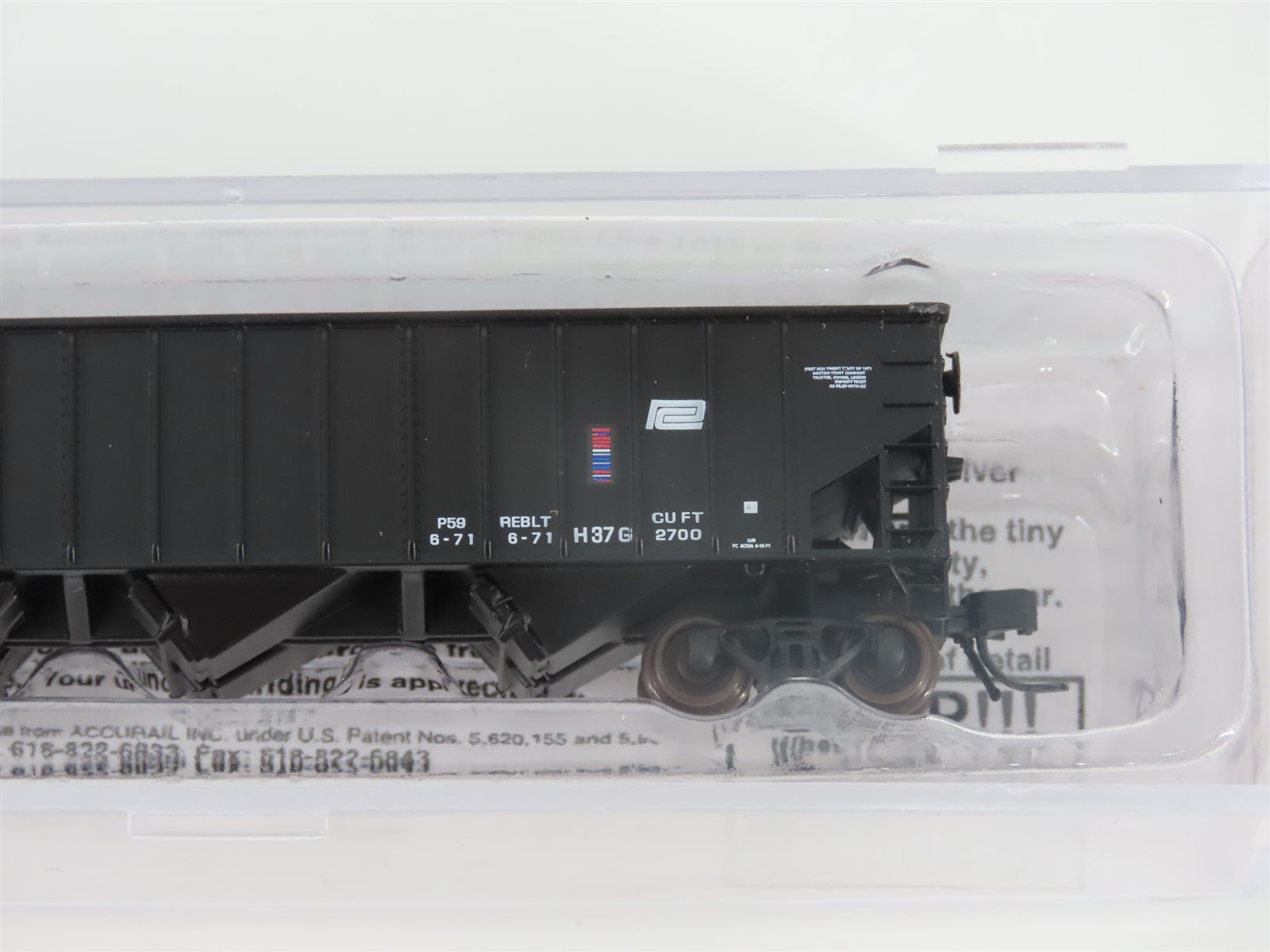 N Bluford Shops 14143 PC Penn Central 3-Bay Rib-Side Hopper #459601 w/ Load