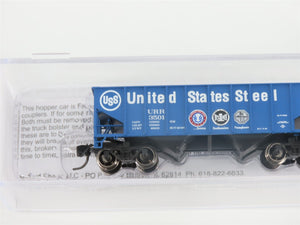 N Scale Bluford Shops NSE BLU17-03 URR US Steel 2-Bay Hopper #3501 w/ Load