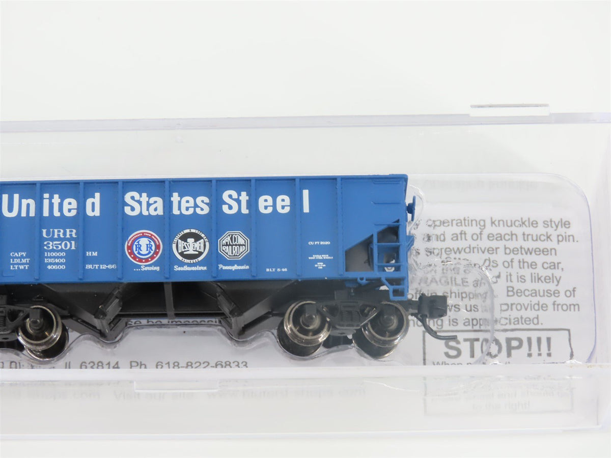 N Scale Bluford Shops NSE BLU17-03 URR US Steel 2-Bay Hopper #3501 w/ Load