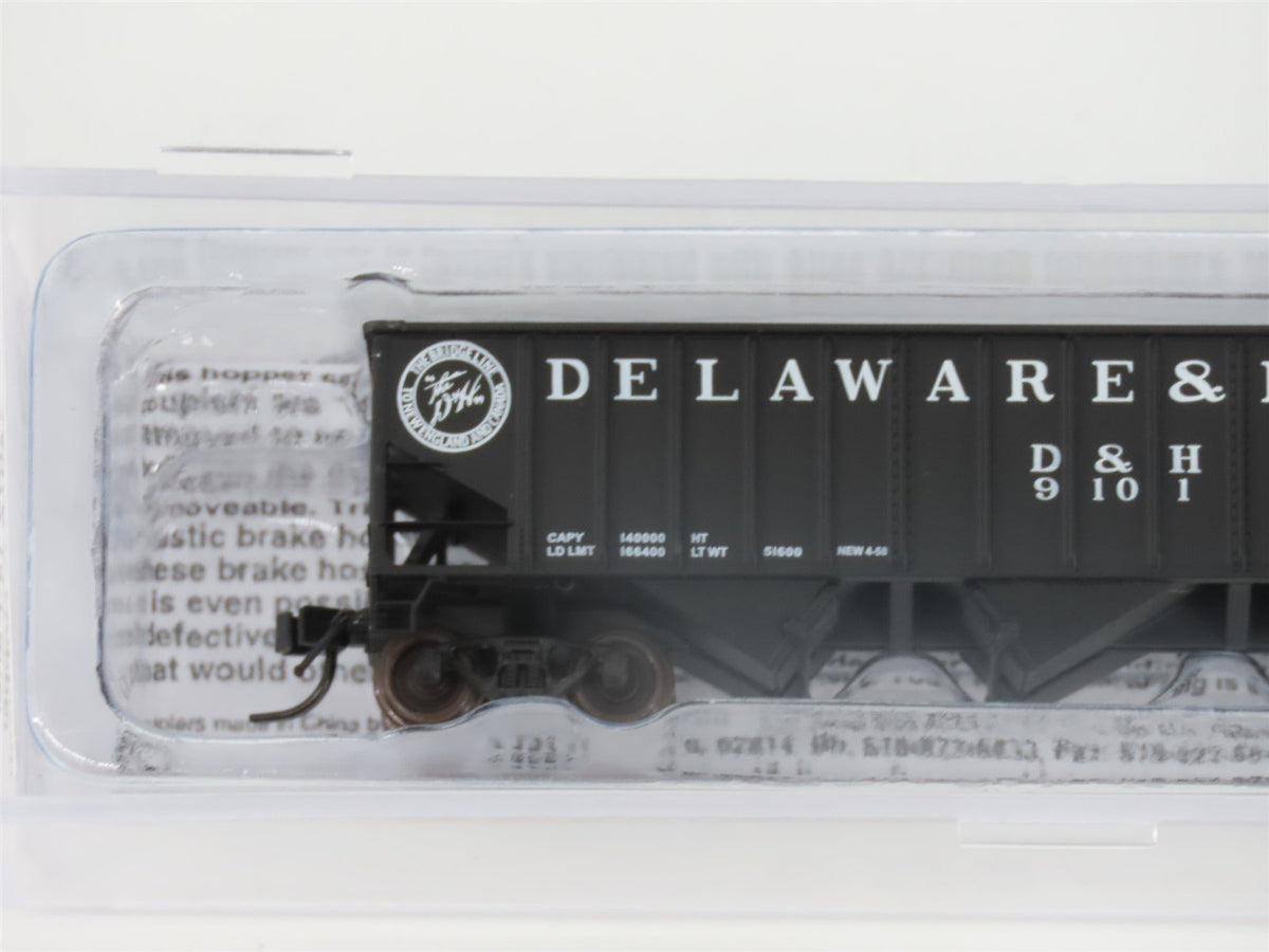 N Bluford Shops 14072 D&amp;H &quot;Bridge Line&quot; 3-Bay Rib-Side Hopper #9101 w/ Load
