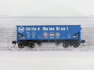 N Scale Bluford Shops NSE BLU17-03 B&LE US Steel 2-Bay Hopper #99037 w/ Load