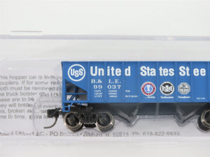 N Scale Bluford Shops NSE BLU17-03 B&LE US Steel 2-Bay Hopper #99037 w/ Load