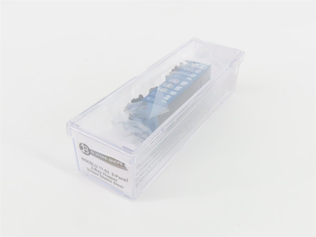 N Scale Bluford Shops NSE BLU17-03 B&amp;LE US Steel 2-Bay Hopper #99037 w/ Load