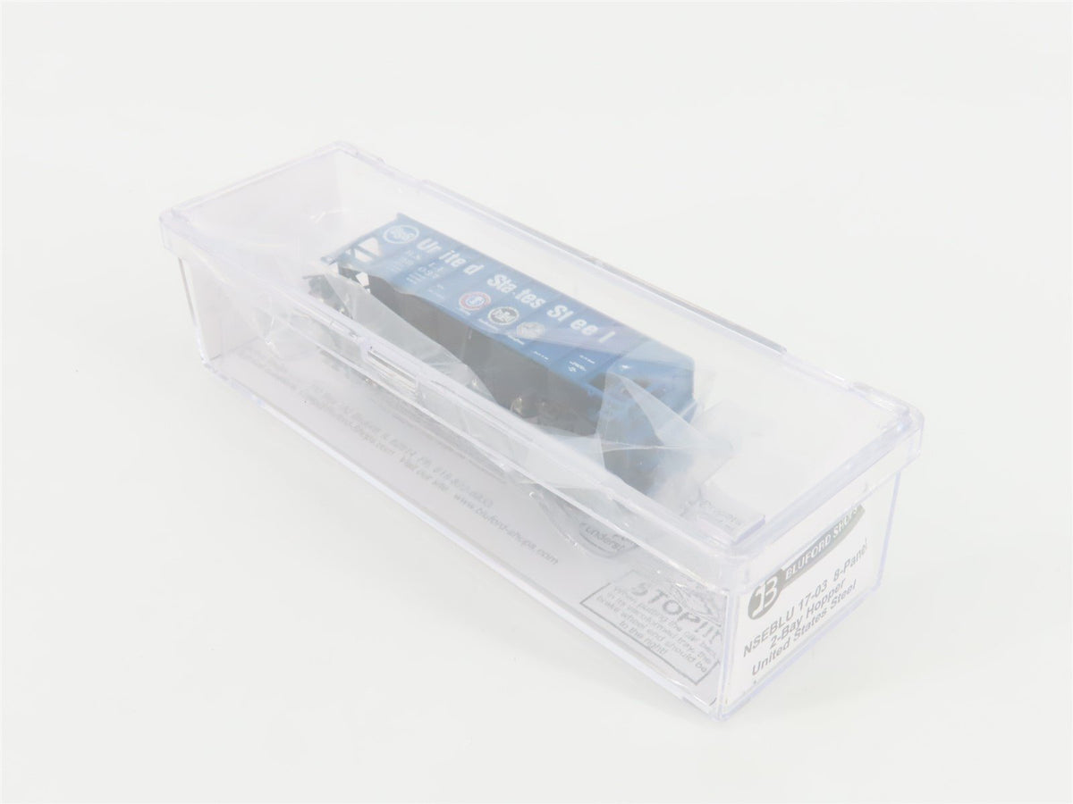 N Scale Bluford Shops NSE BLU17-03 B&amp;LE US Steel 2-Bay Hopper #99037 w/ Load