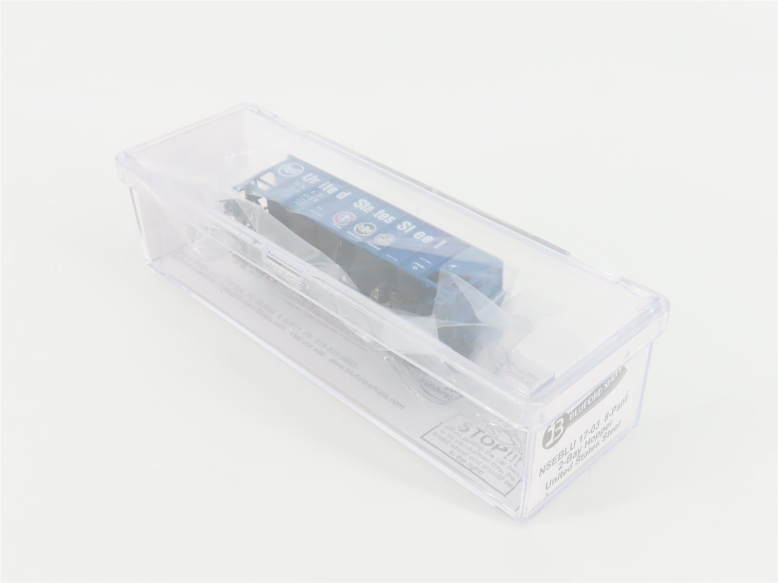 N Scale Bluford Shops NSE BLU17-03 B&LE US Steel 2-Bay Hopper #99037 w/ Load