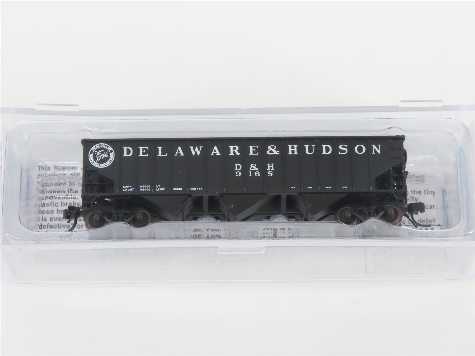 N Bluford Shops 14073 D&H "Bridge Line" 3-Bay Rib-Side Hopper #9168 w/ Load