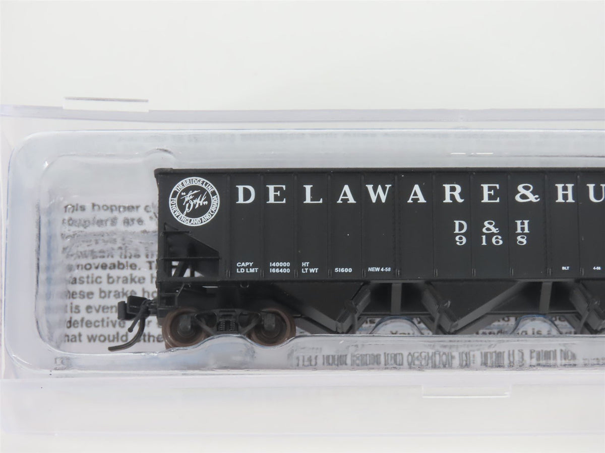 N Bluford Shops 14073 D&amp;H &quot;Bridge Line&quot; 3-Bay Rib-Side Hopper #9168 w/ Load