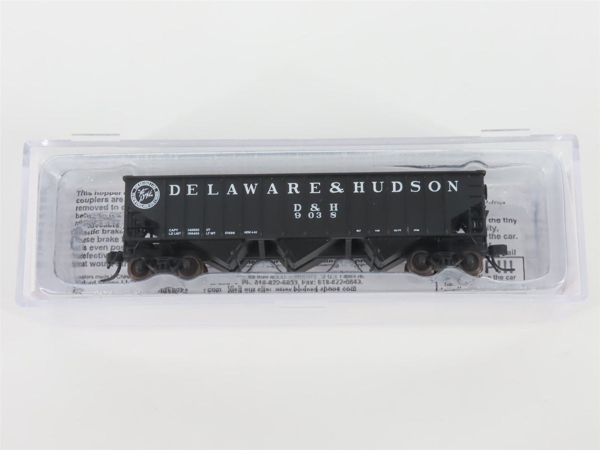 N Bluford Shops 14073 D&amp;H &quot;Bridge Line&quot; 3-Bay Rib-Side Hopper #9038 w/ Load