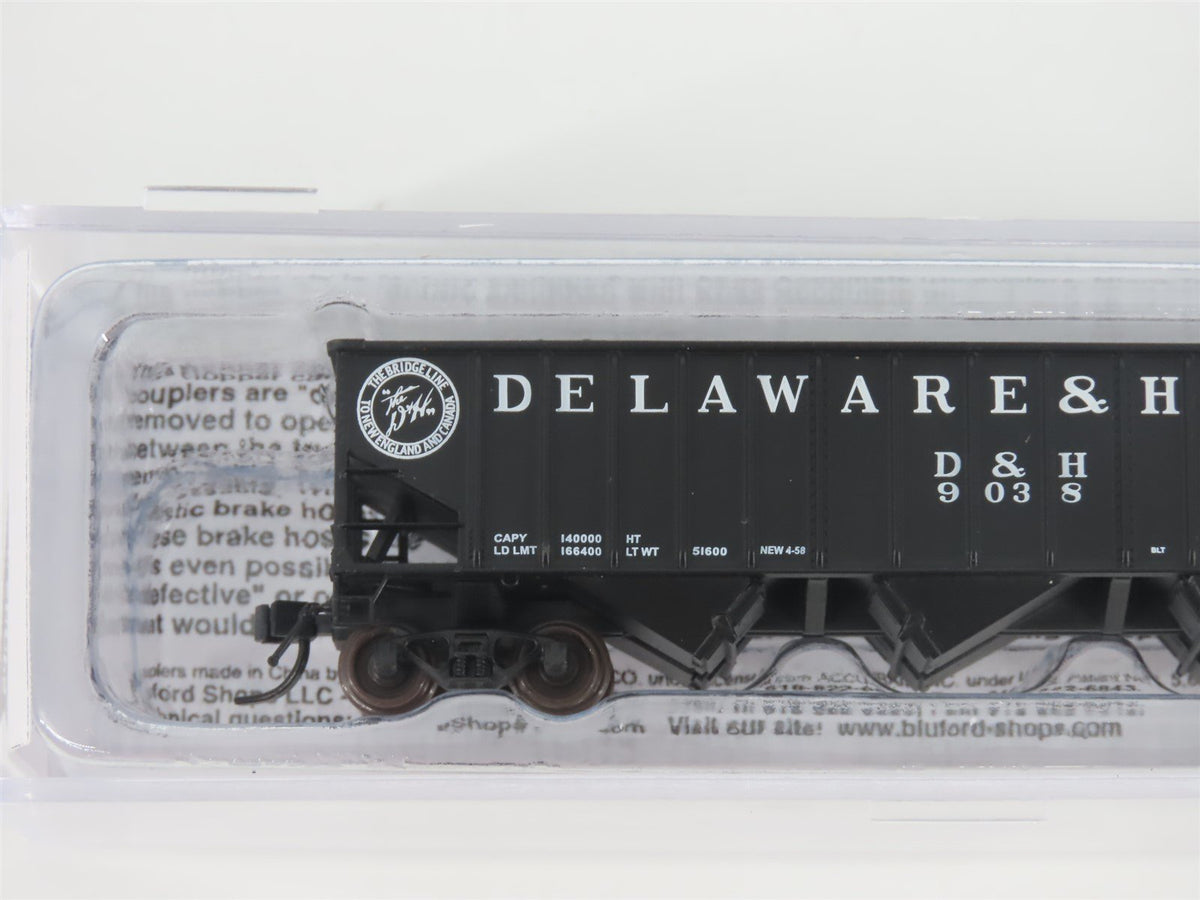 N Bluford Shops 14073 D&amp;H &quot;Bridge Line&quot; 3-Bay Rib-Side Hopper #9038 w/ Load