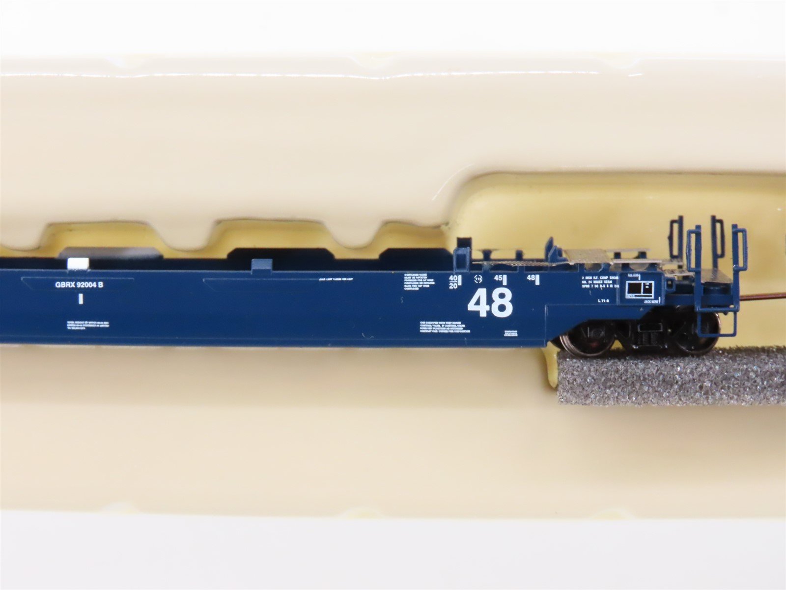 N Scale Athearn 17217 GRBX Blue 4-Unit Drawbarred Husky Stack Set