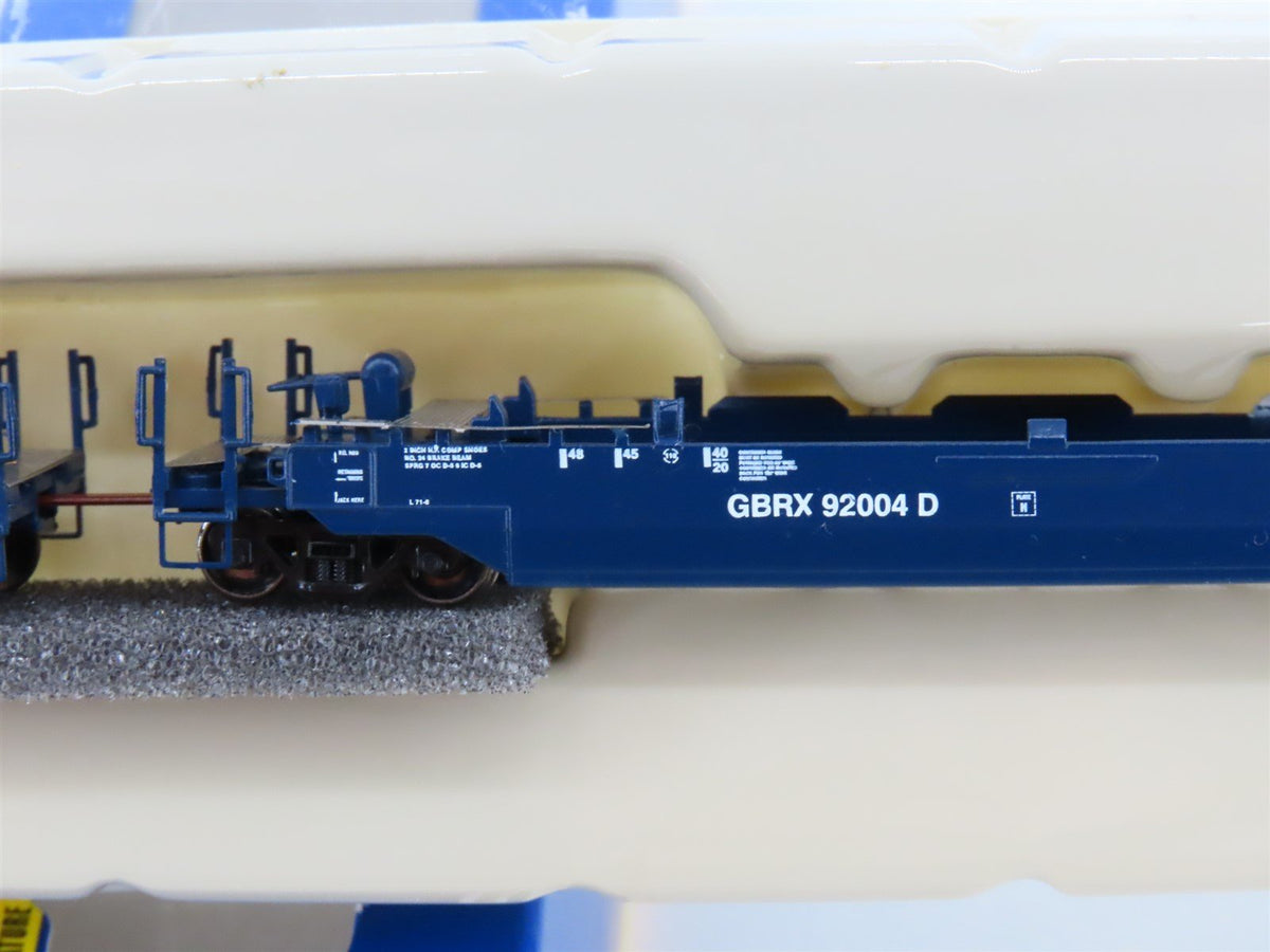 N Scale Athearn 17217 GRBX Blue 4-Unit Drawbarred Husky Stack Set