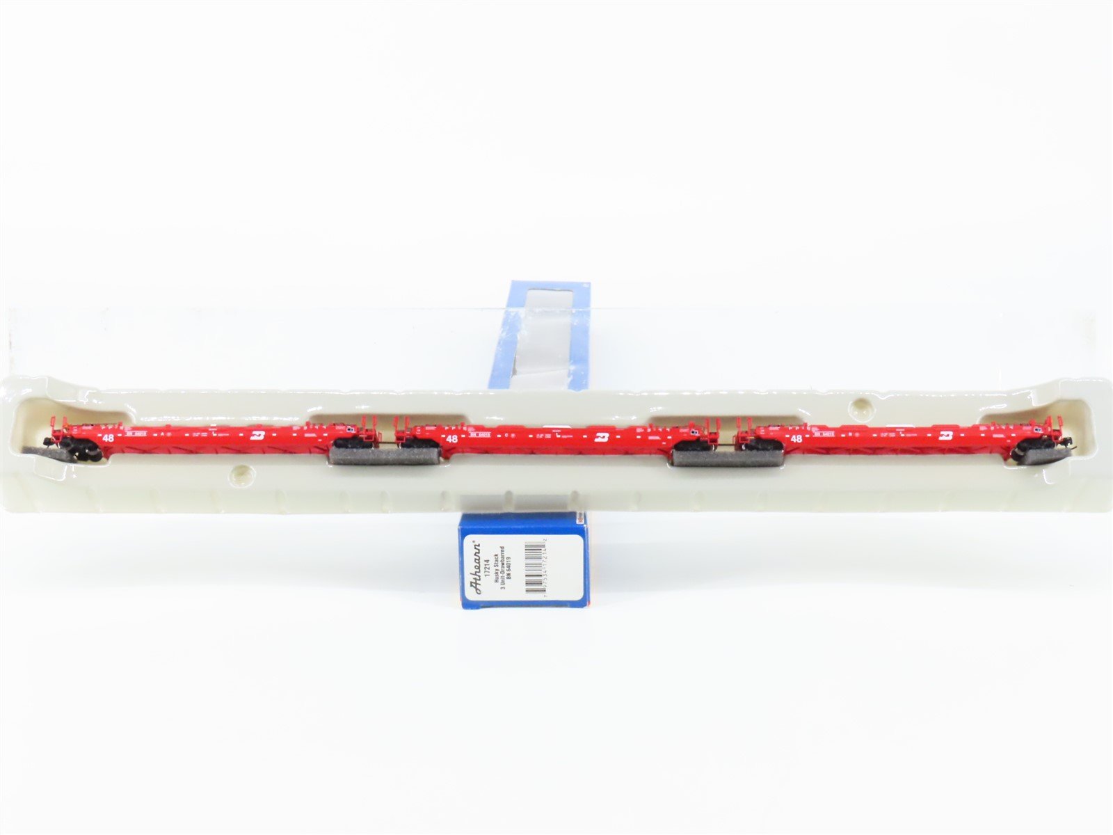 N Scale Athearn 17214 BN Railway 3-Unit Drawbarred Husky Stack Set