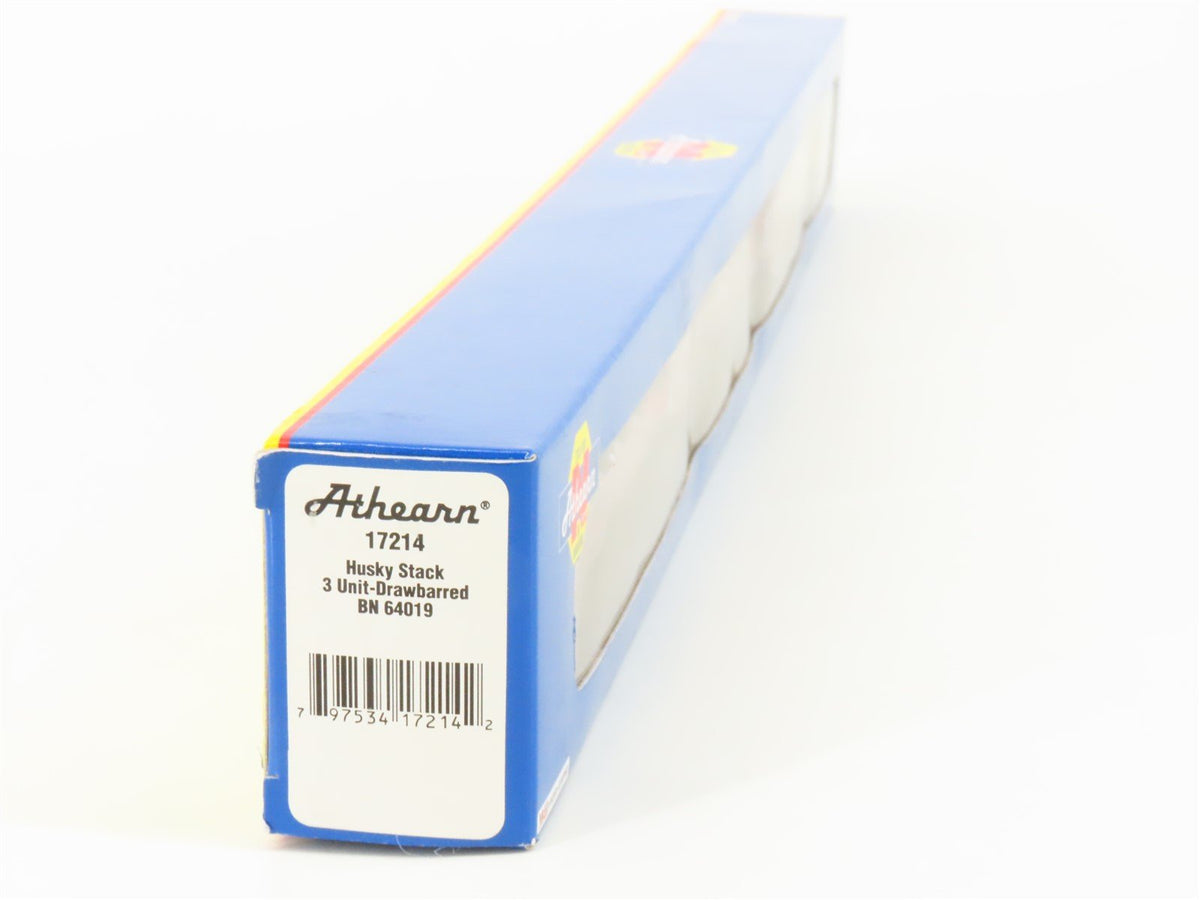 N Scale Athearn 17214 BN Railway 3-Unit Drawbarred Husky Stack Set
