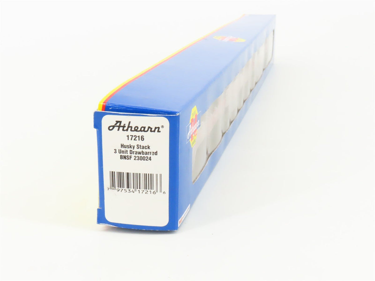 N Scale Athearn 17215 BNSF Railway 3-Unit Drawbarred Husky Stack Set