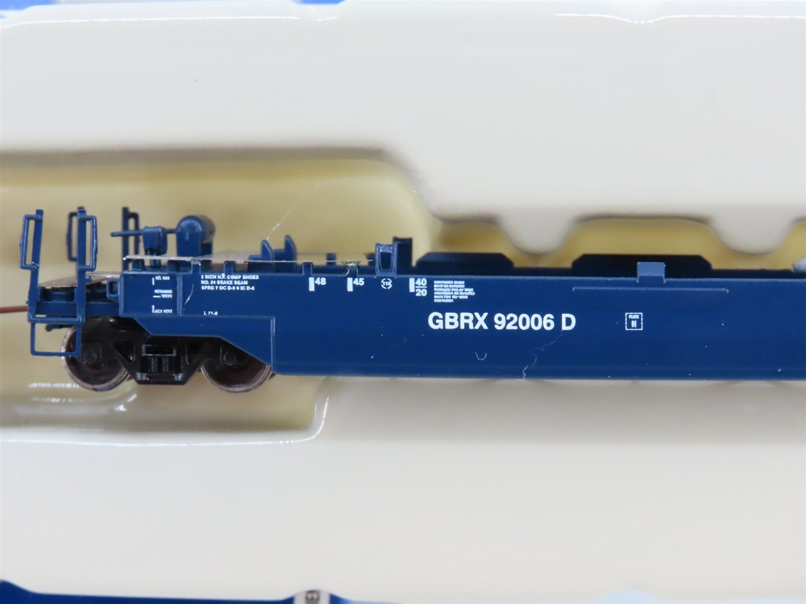 N Scale Athearn 17218 GRBX Blue 4-Unit Drawbarred Husky Stack Set