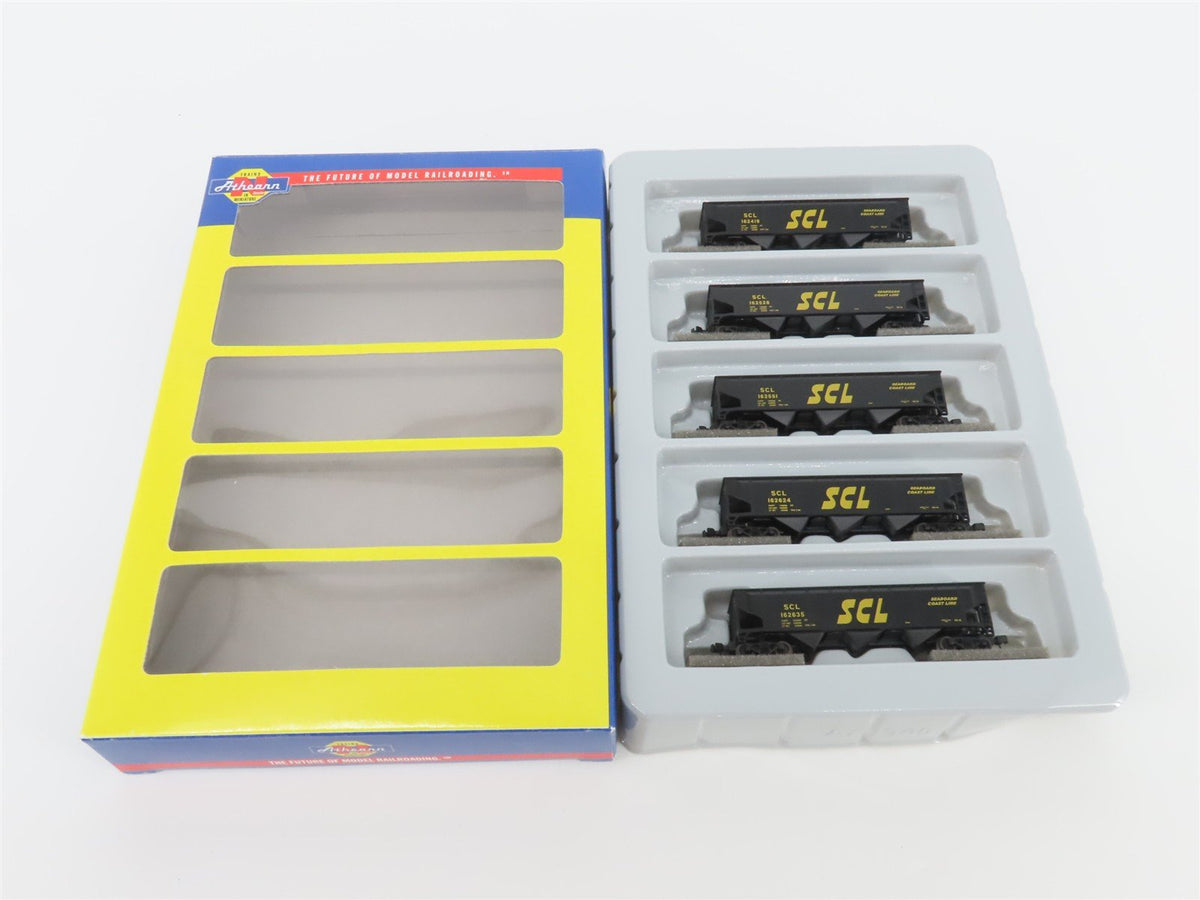 N Scale Athearn 11072 SCL Seaboard Coast Line 40&#39; 3-Bay Hopper w/ Load 5-Pack
