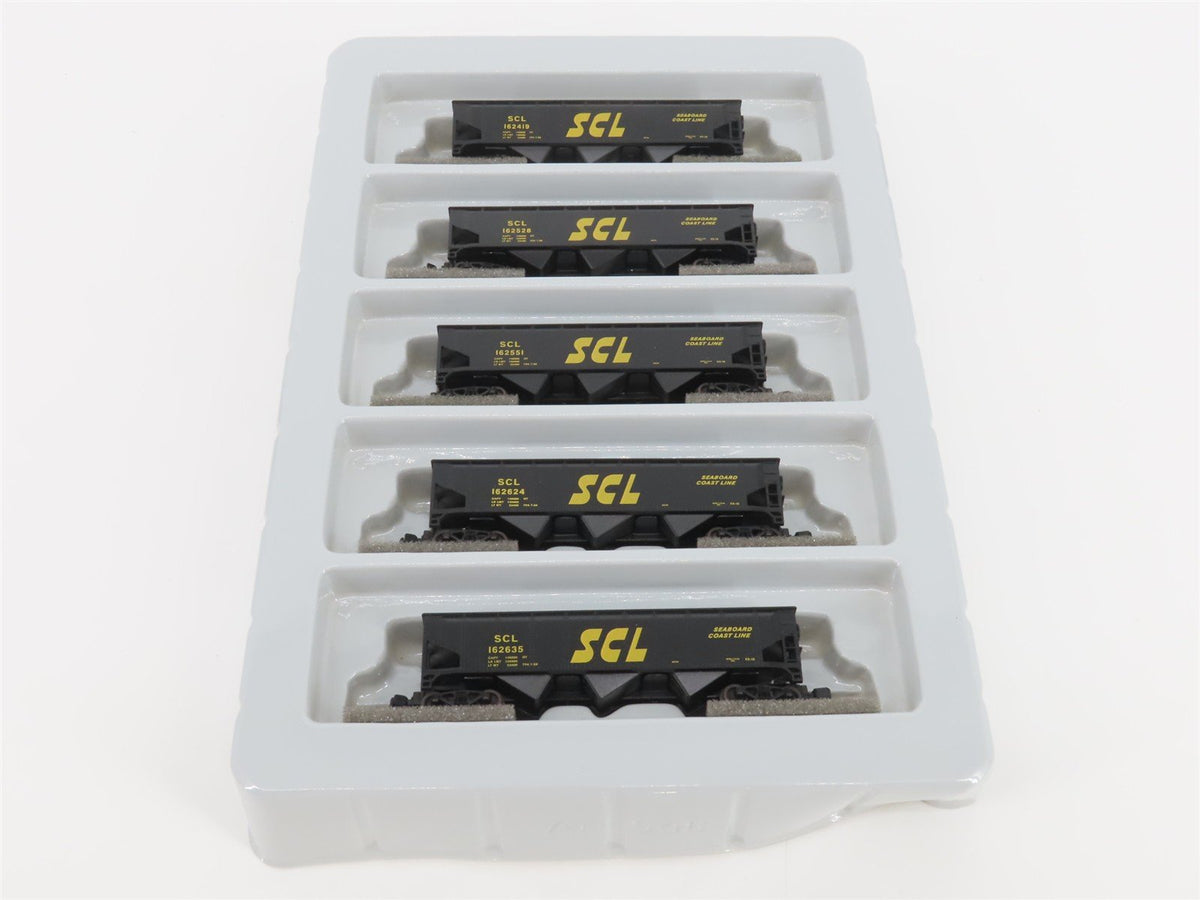 N Scale Athearn 11072 SCL Seaboard Coast Line 40&#39; 3-Bay Hopper w/ Load 5-Pack