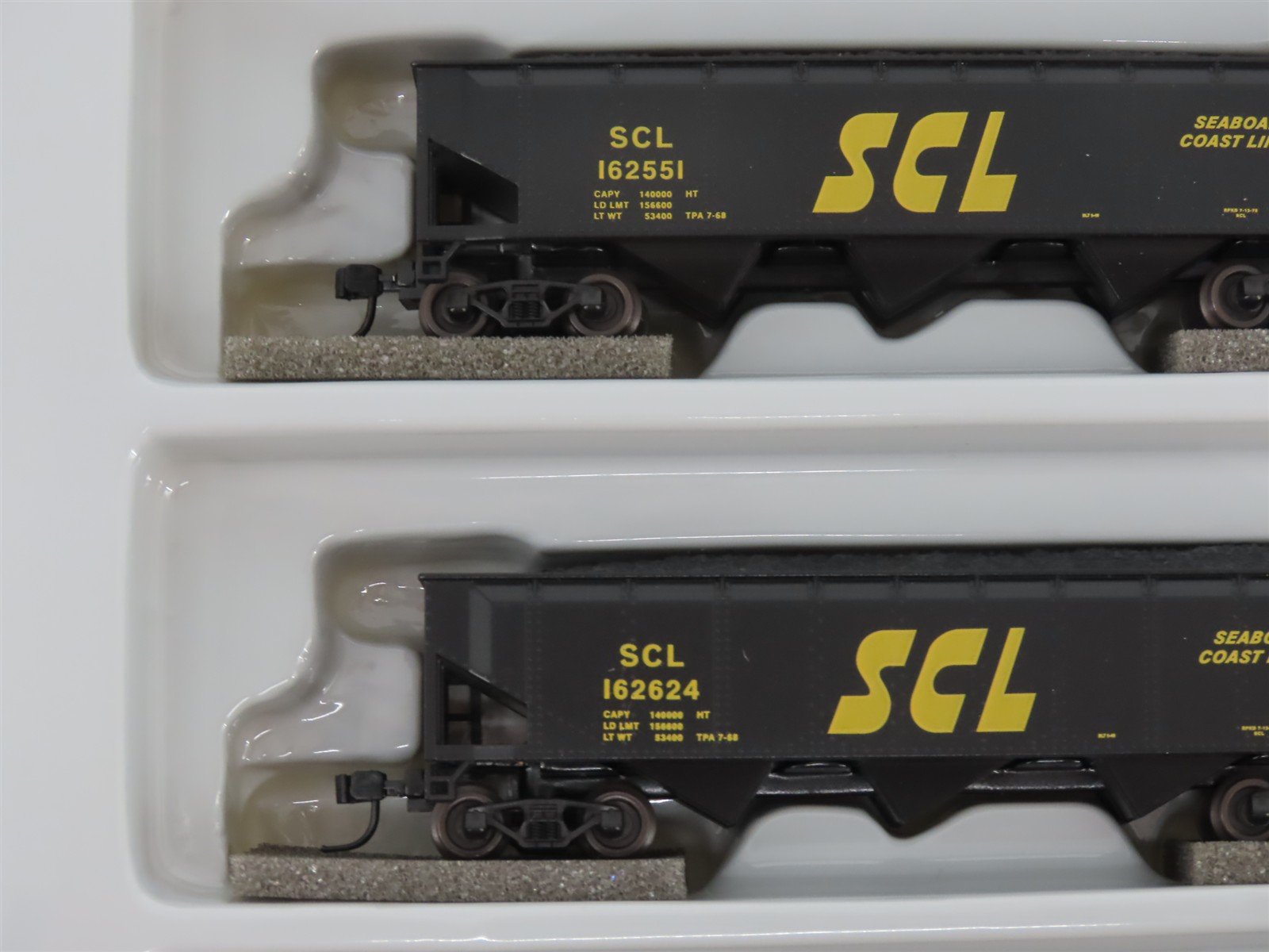 N Scale Athearn 11072 SCL Seaboard Coast Line 40' 3-Bay Hopper w/ Load 5-Pack