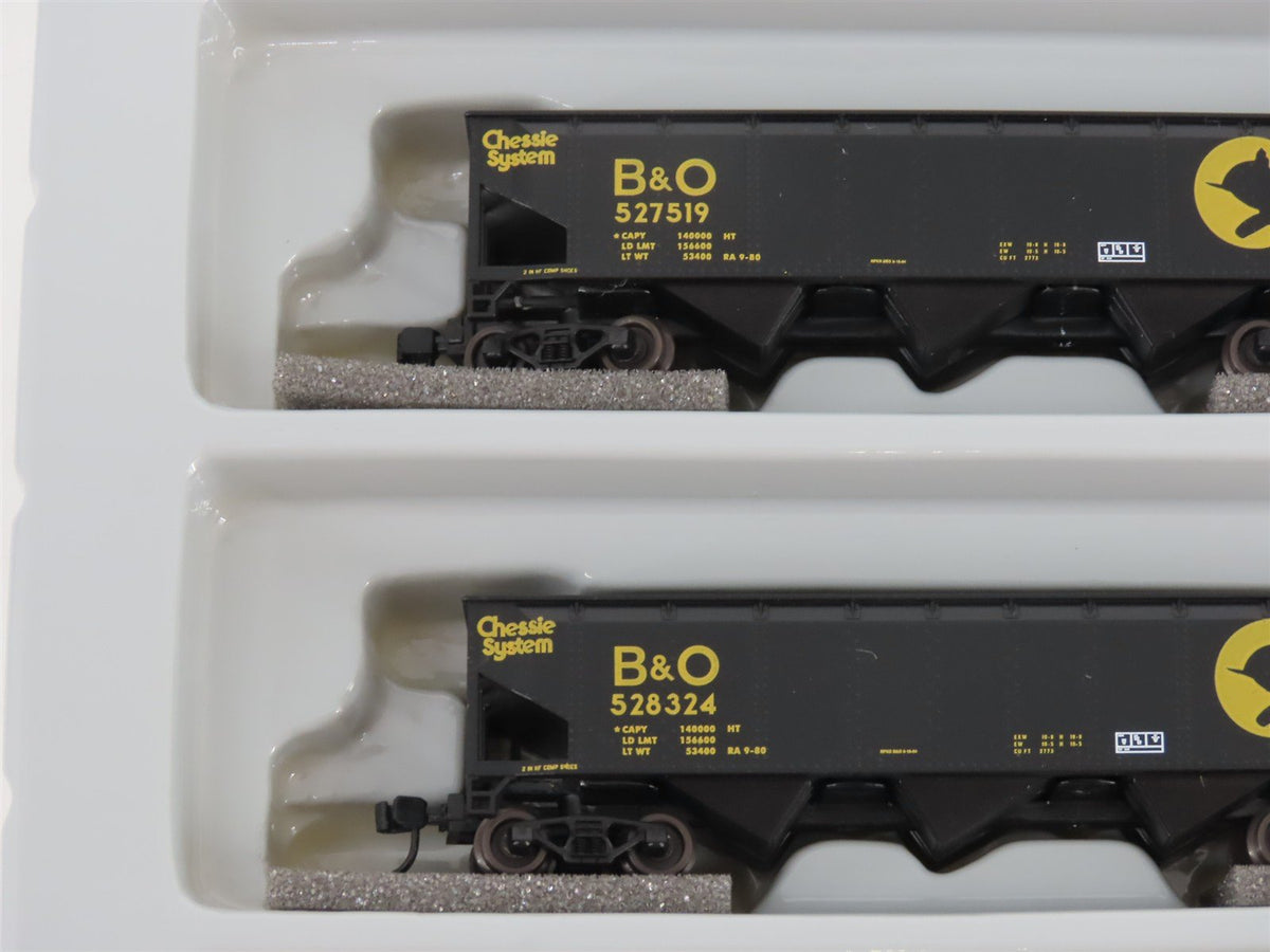 N Scale Athearn 11068 B&amp;O Chessie System 40&#39; 3-Bay Hopper w/ Load 5-Pack