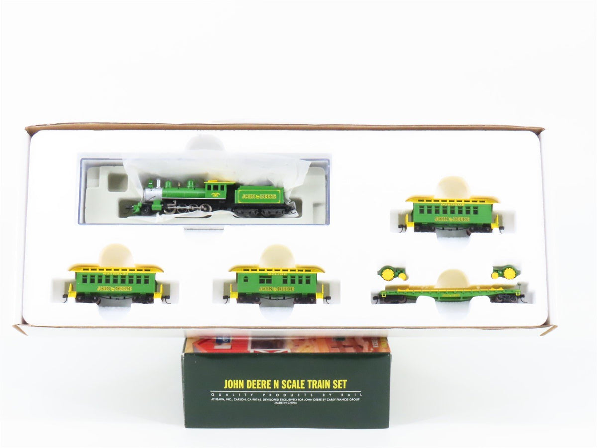 N Scale Athearn John Deere 2-8-0 Steam Locomotive w/4 Passenger &amp; Freight Cars