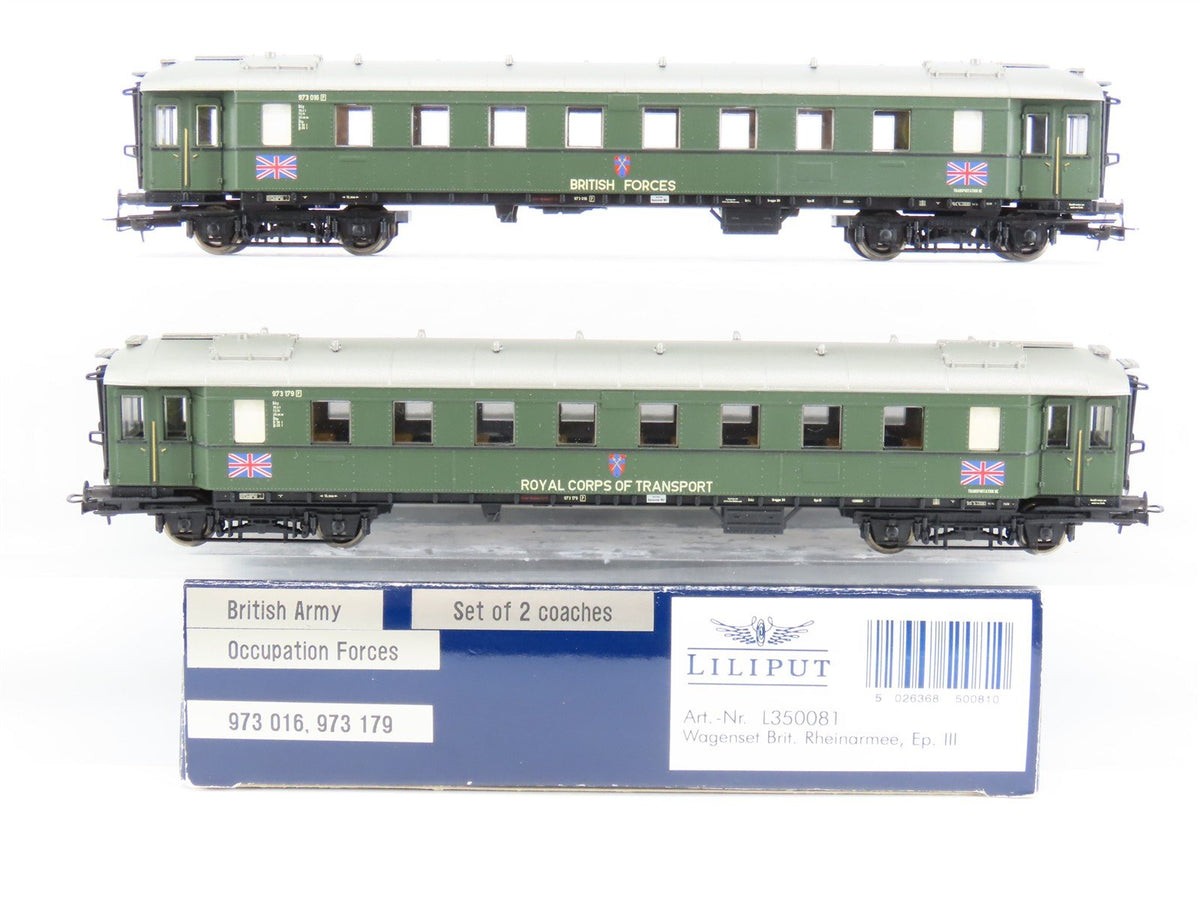 HO Liliput L350081 British Forces Royal Transportation Corps Passenger 2-Car Set