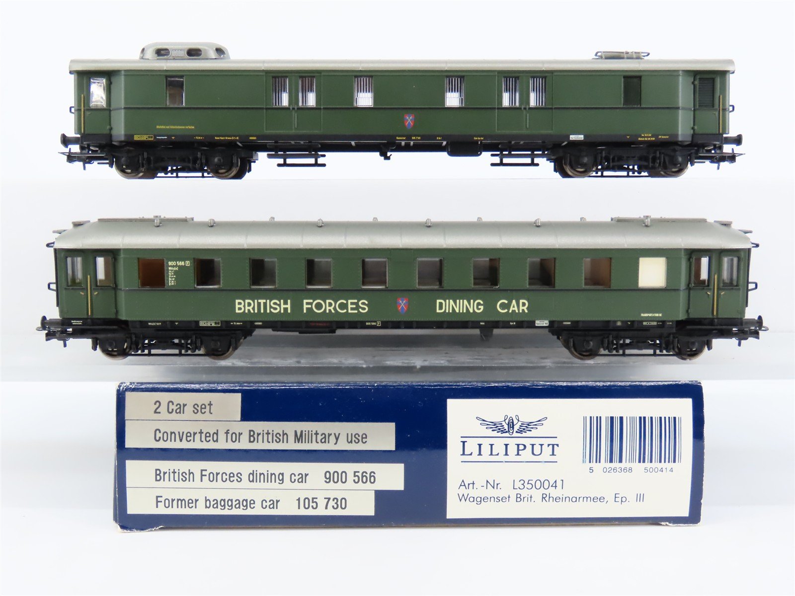 HO Scale Liliput L350041 British Forces Diner/Baggage Passenger 2-Car Set