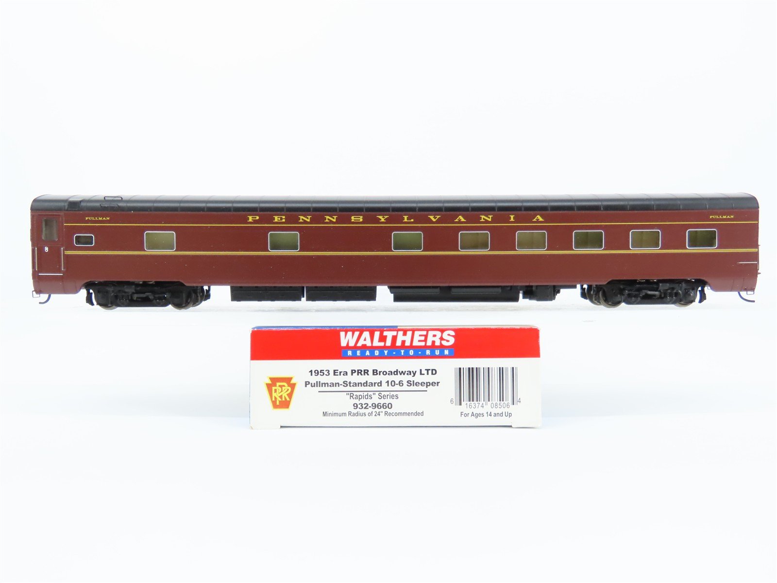 HO Walthers 932-9660 PRR 1953-Era Broadway Limited PS 10-6 Sleeper Passenger Car