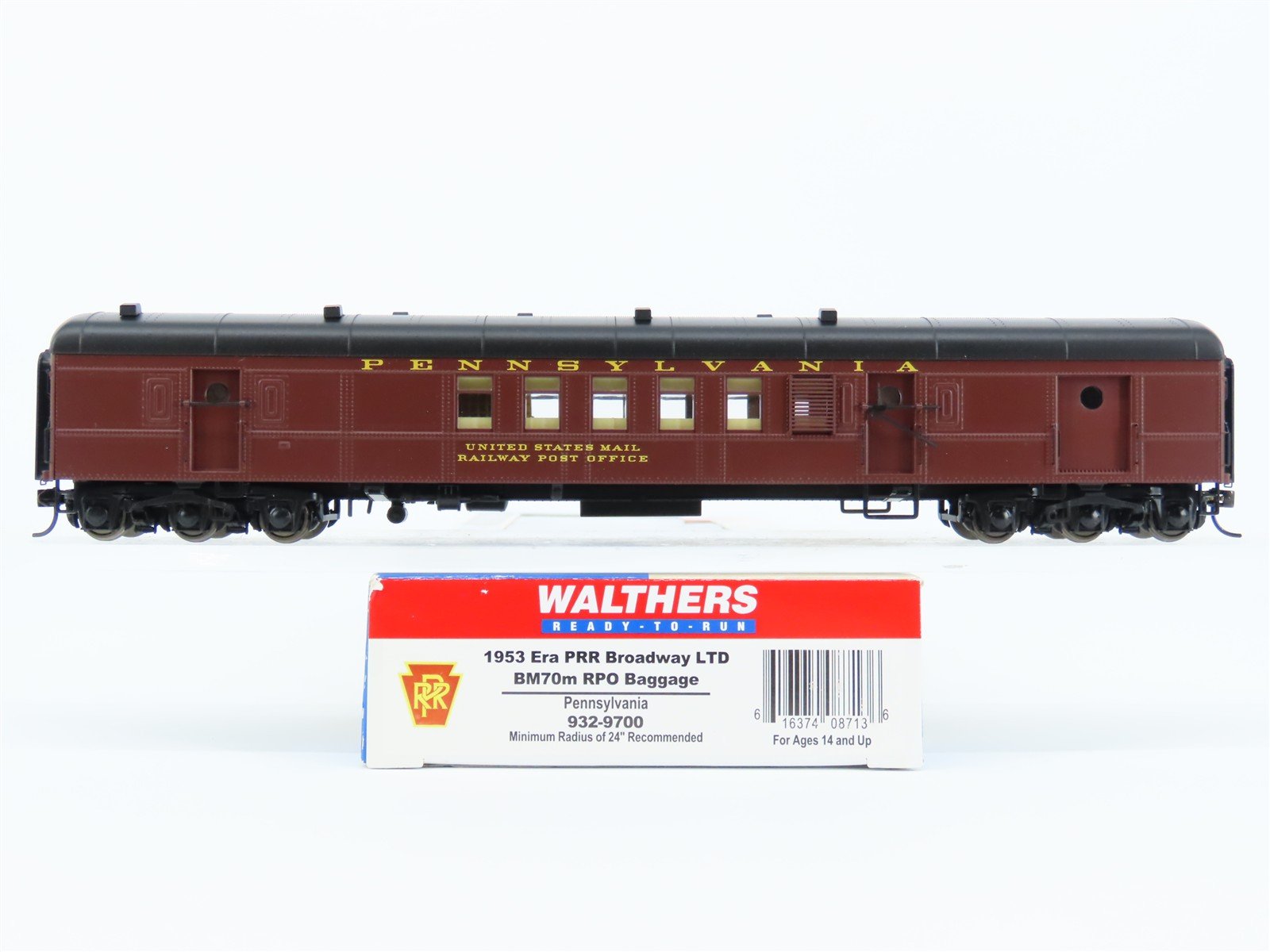HO Walthers 932-9700 PRR 1953-Era Broadway Limited BM70m RPO/Baggage Passenger