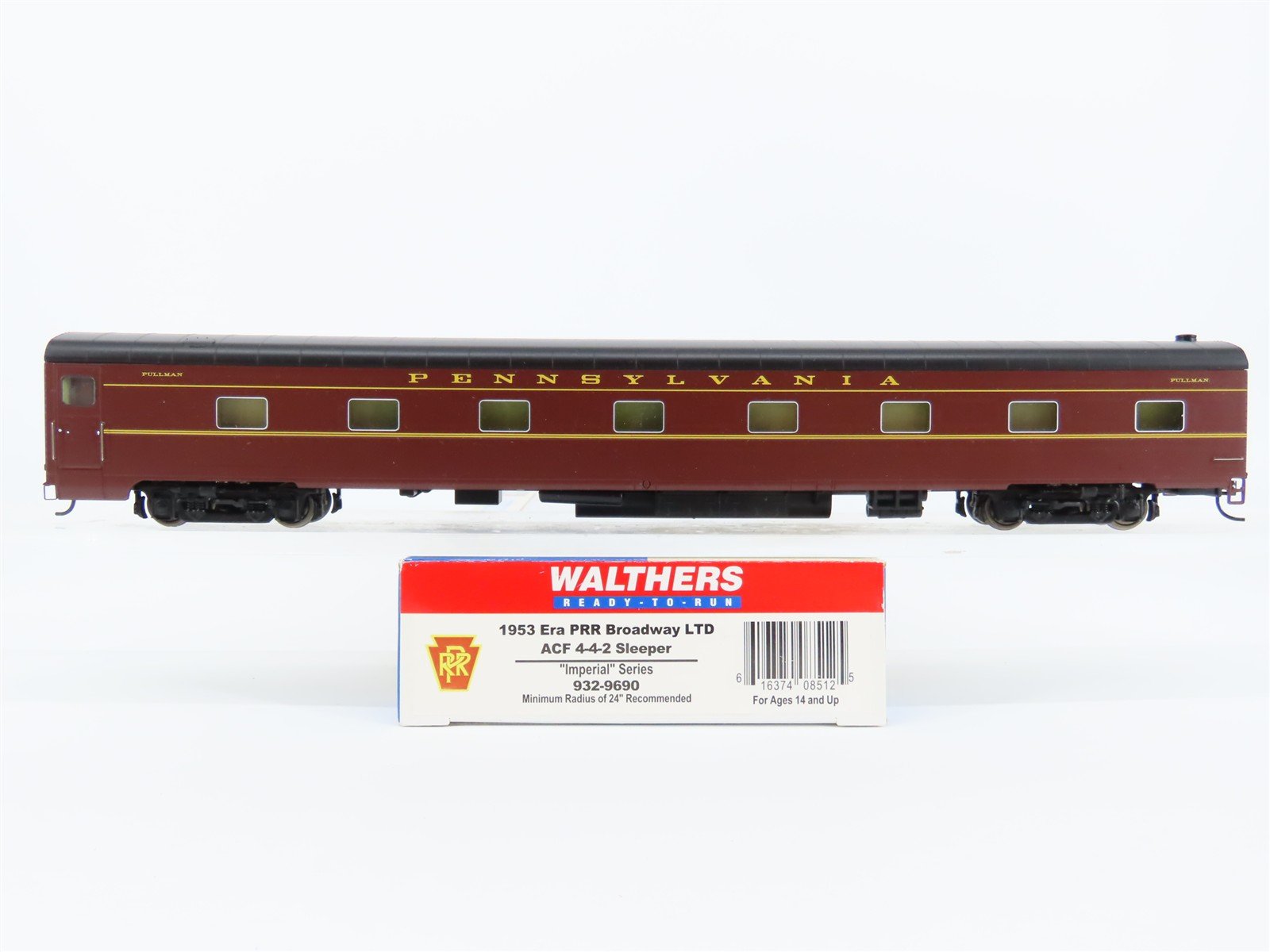 HO Walthers 932-9690 PRR 1953-Era Broadway Limited ACF 4-4-2 Sleeper Passenger