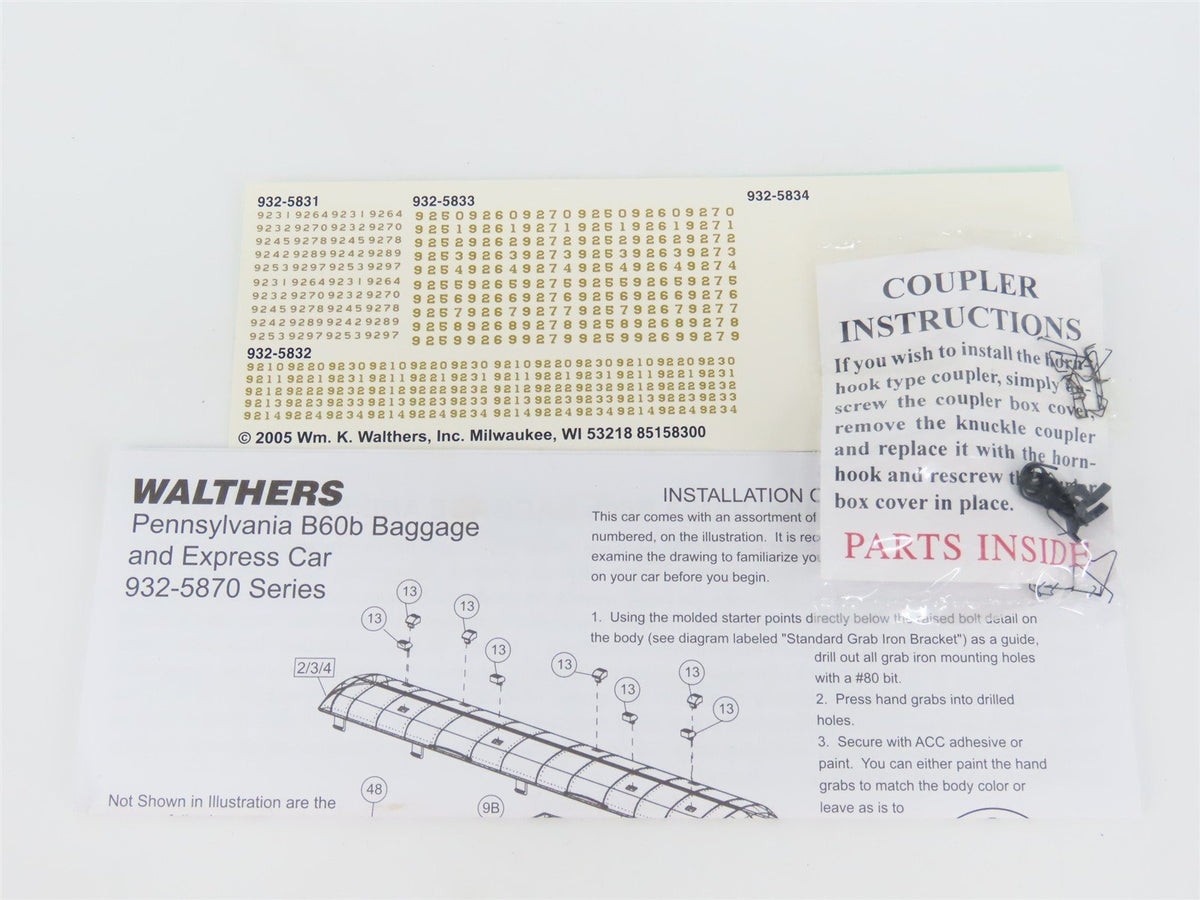 HO Scale Walthers 932-5832 PRR Pennsylvania B60B Baggage Passenger Car