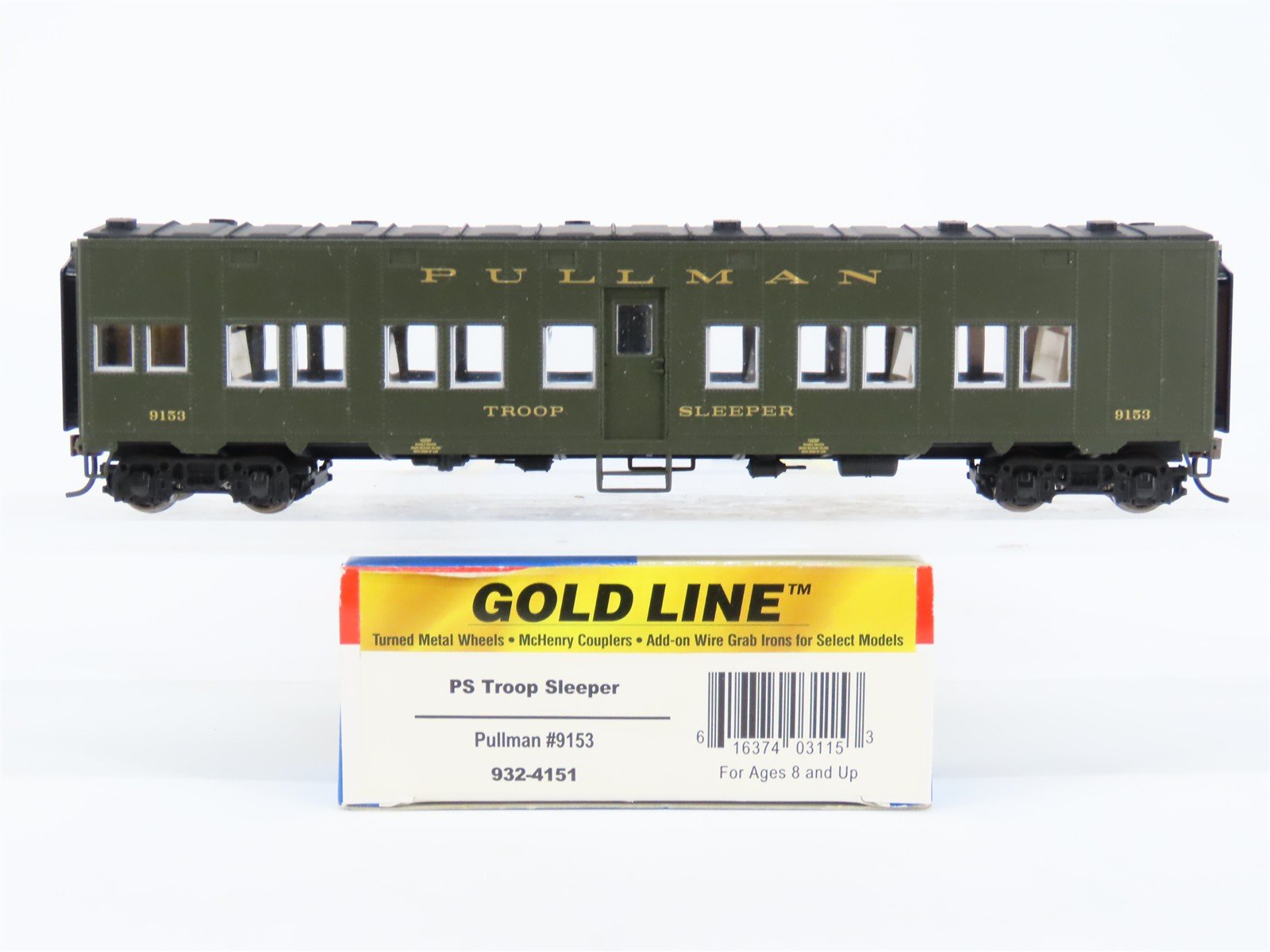 HO Walthers Gold Line 932-4151 Pullman Standard Troop Sleeper Passenger #9153