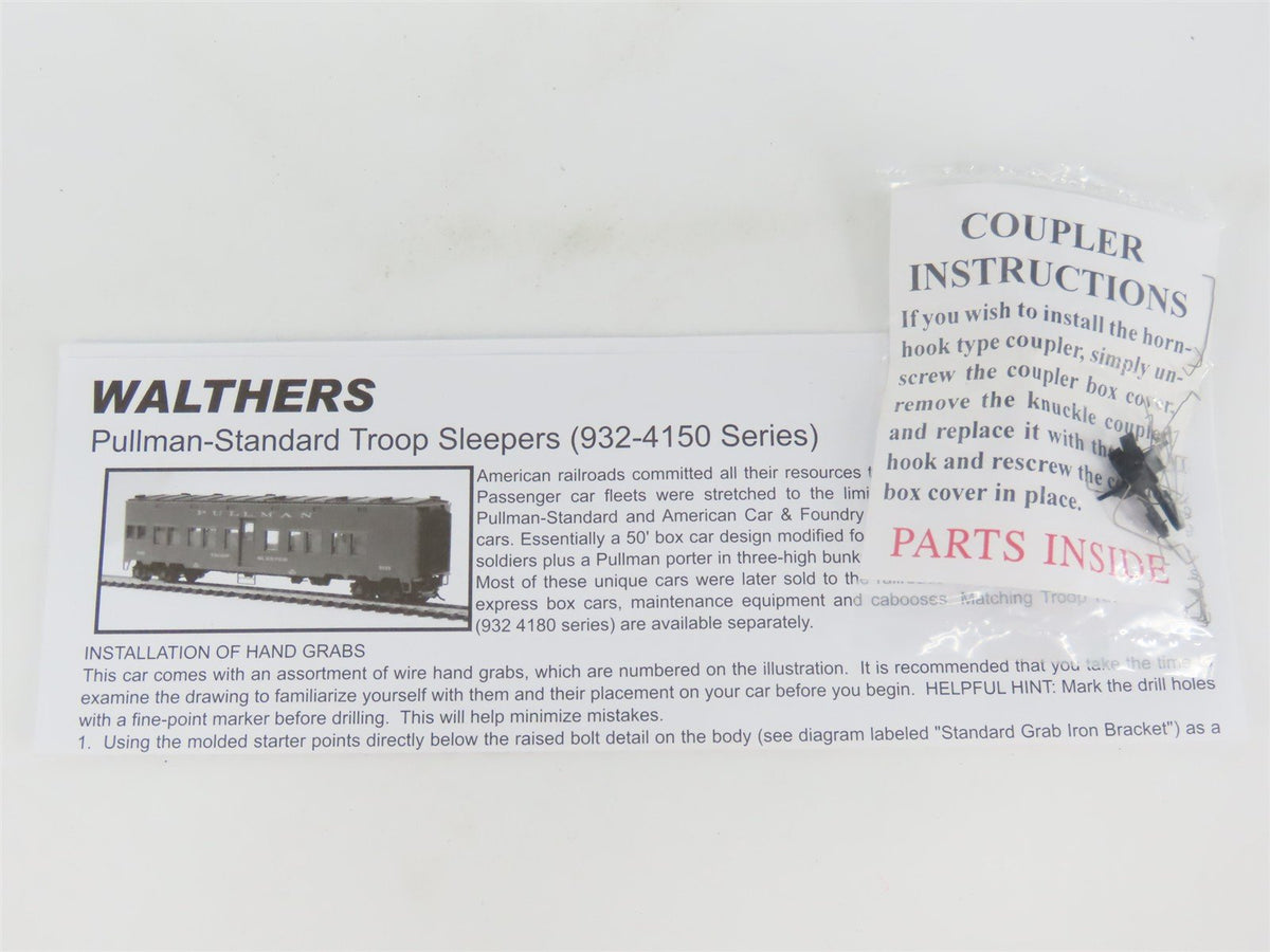 HO Walthers Gold Line 932-4151 Pullman Standard Troop Sleeper Passenger #9153