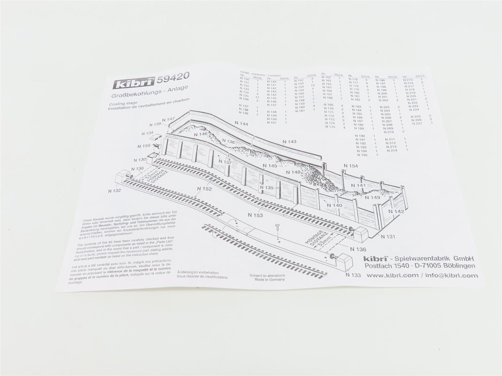 HO 1/87 Scale Kibri Kit 59420 Industrial Portal Rail Crane