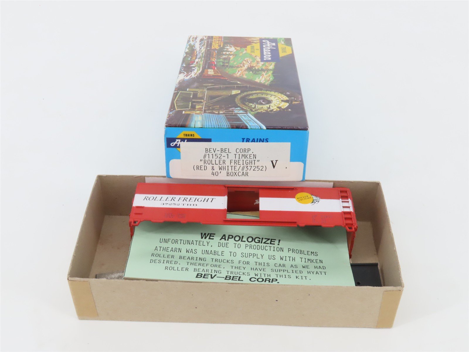 HO Scale Athearn Bev-Bel Kit 1152-1 TRB Timken Roller Freight 40' Box Car #37252