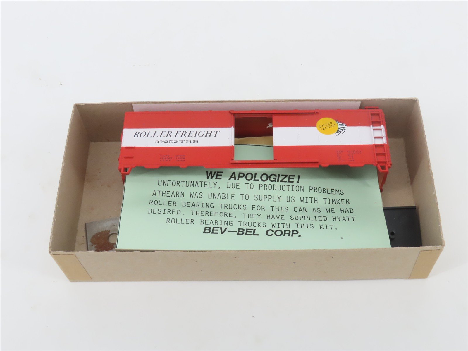 HO Scale Athearn Bev-Bel Kit 1152-1 TRB Timken Roller Freight 40' Box Car #37252
