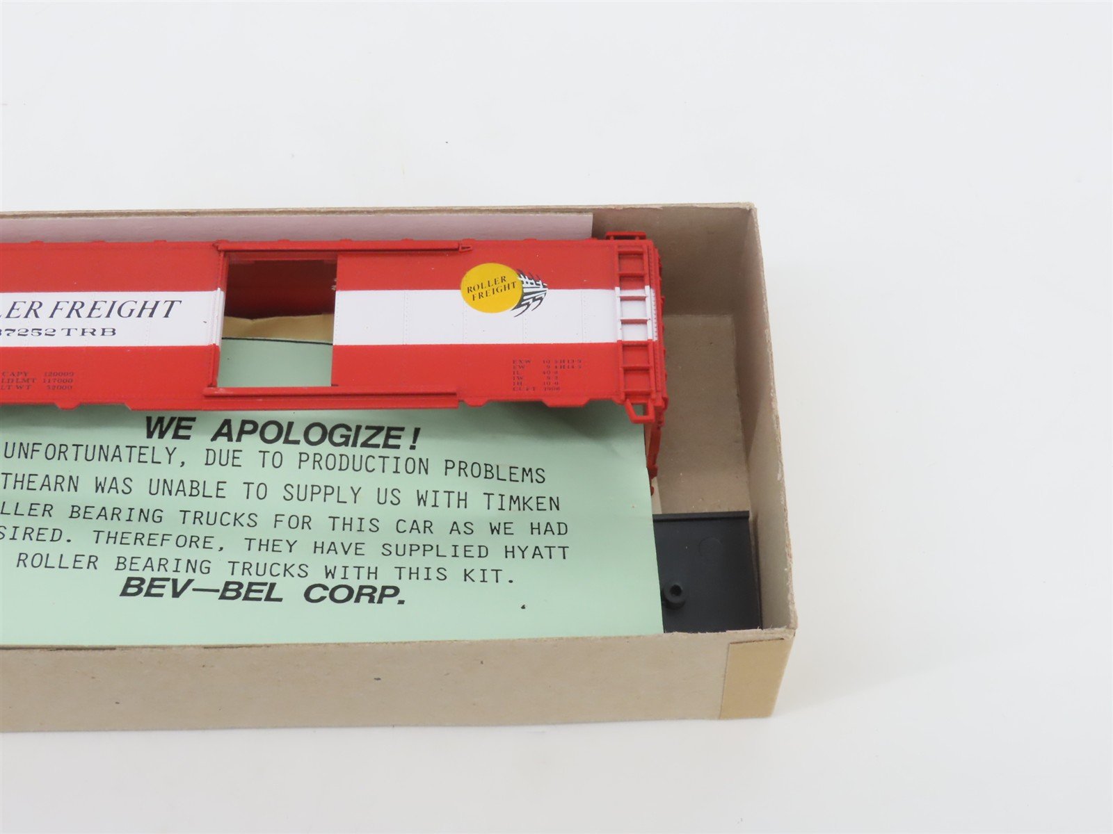 HO Scale Athearn Bev-Bel Kit 1152-1 TRB Timken Roller Freight 40' Box Car #37252