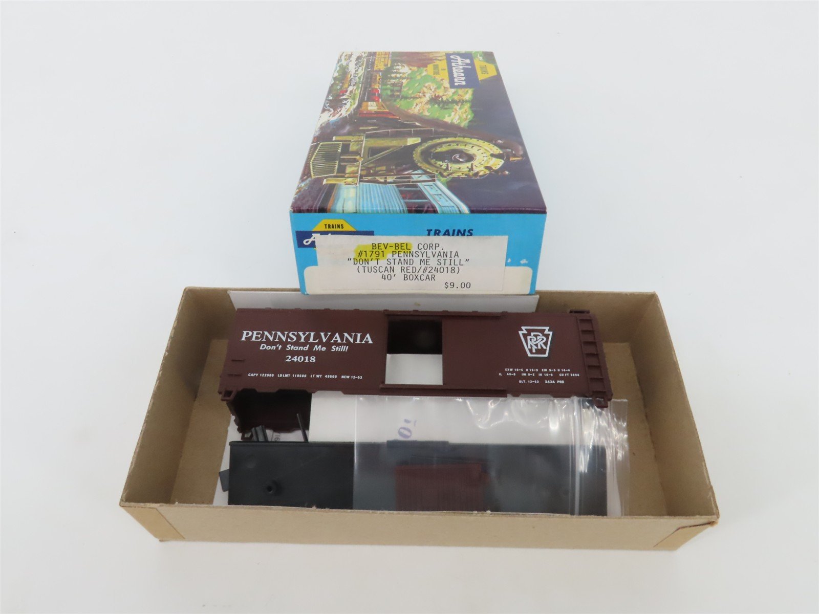 HO Scale Athearn Bev-Bel Kit 1791 PRR "Don't Stand Me Still!" 40' Box Car #24018